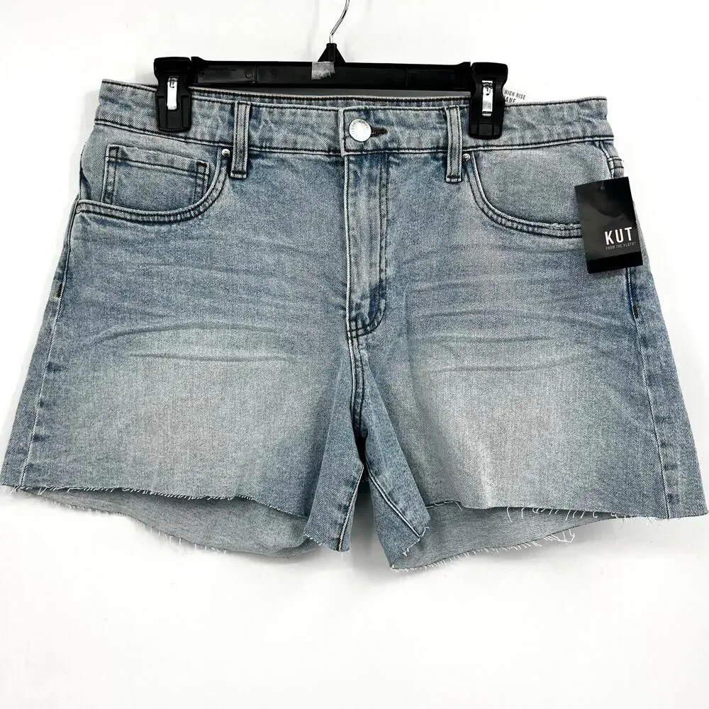 KUT FROM THE KLOTH Womens Jane High Rise Long Shorts Size 10 Blue Vintage NWT